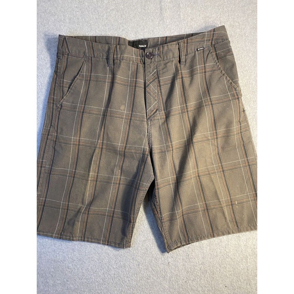 HURLEY Men's Size 36 Brown Plaid Shorts Boardwalk Surf Skate Beach BARCELONA